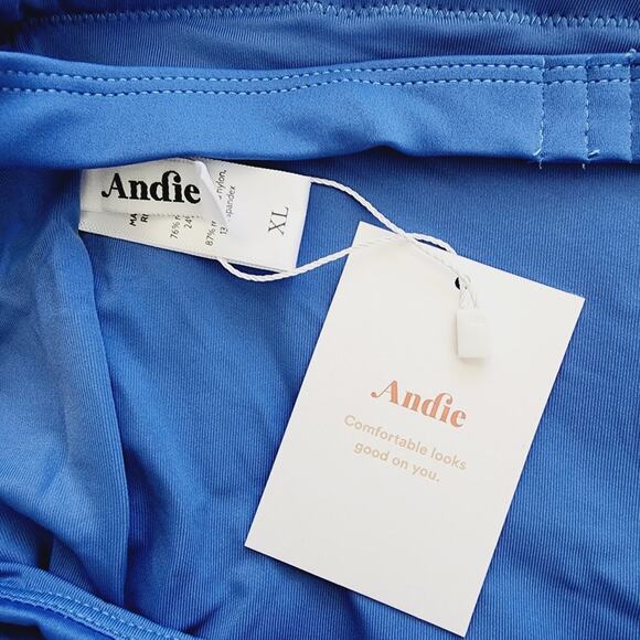 NWT Andie Swim Lagos Blue Halter V-Neck One Piece High Leg XL 16 - Picture 4 of 8